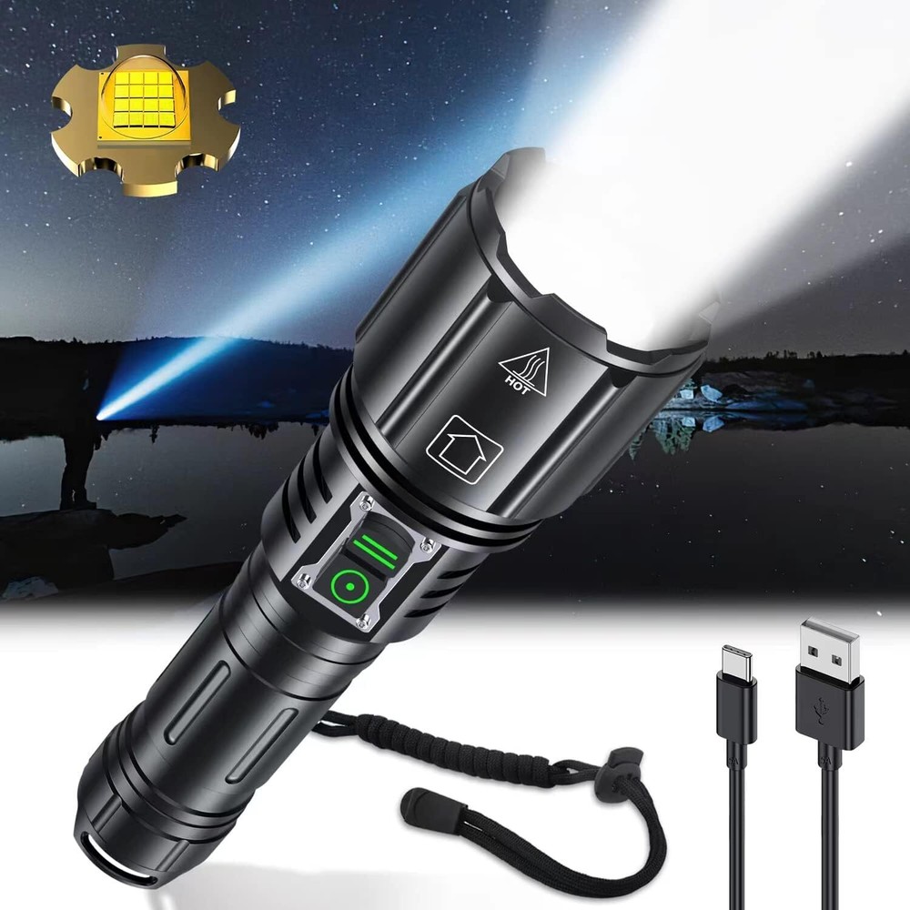 Super Bright Rechargeable Flashlight 1200000 High Lumens,Led Powerful Flashli...