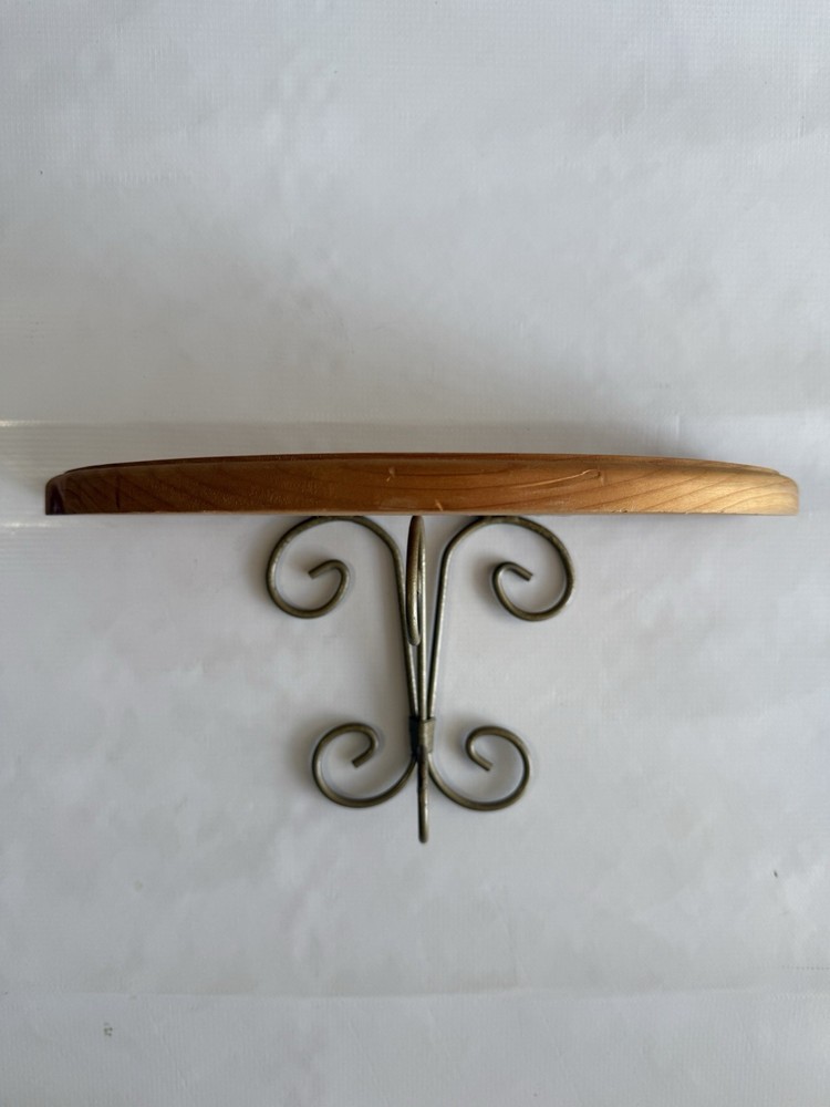 Wood Metal Wall Sconce Farmhouse Half Shelf Cottagecore