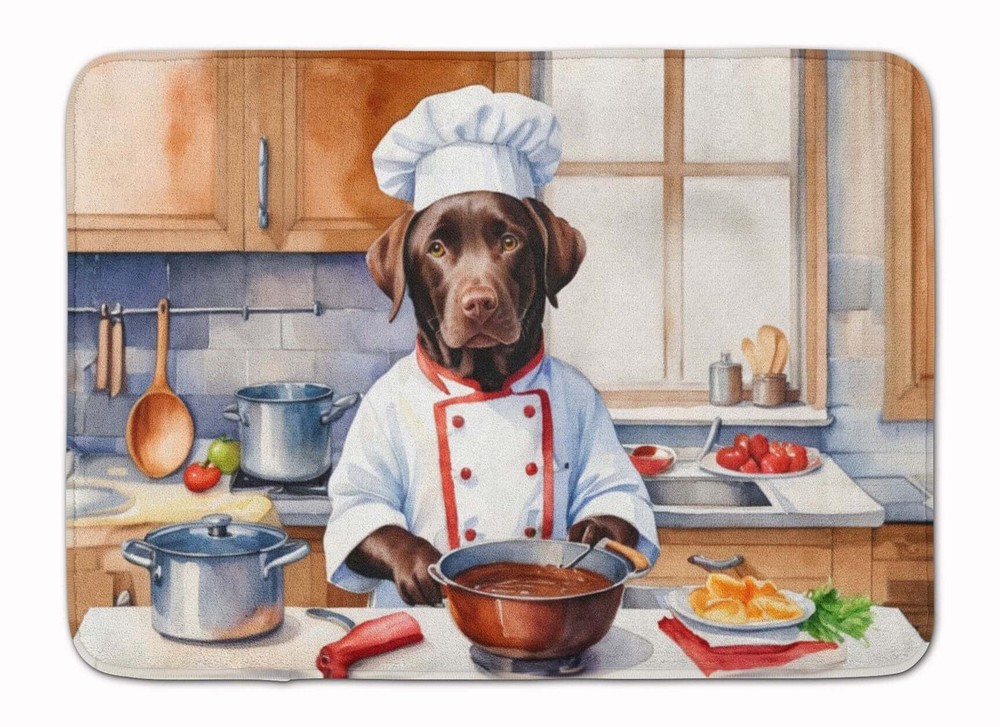 Chocolate Labrador Retriever The Chef Memory Foam Kitchen Mat Machine Washable