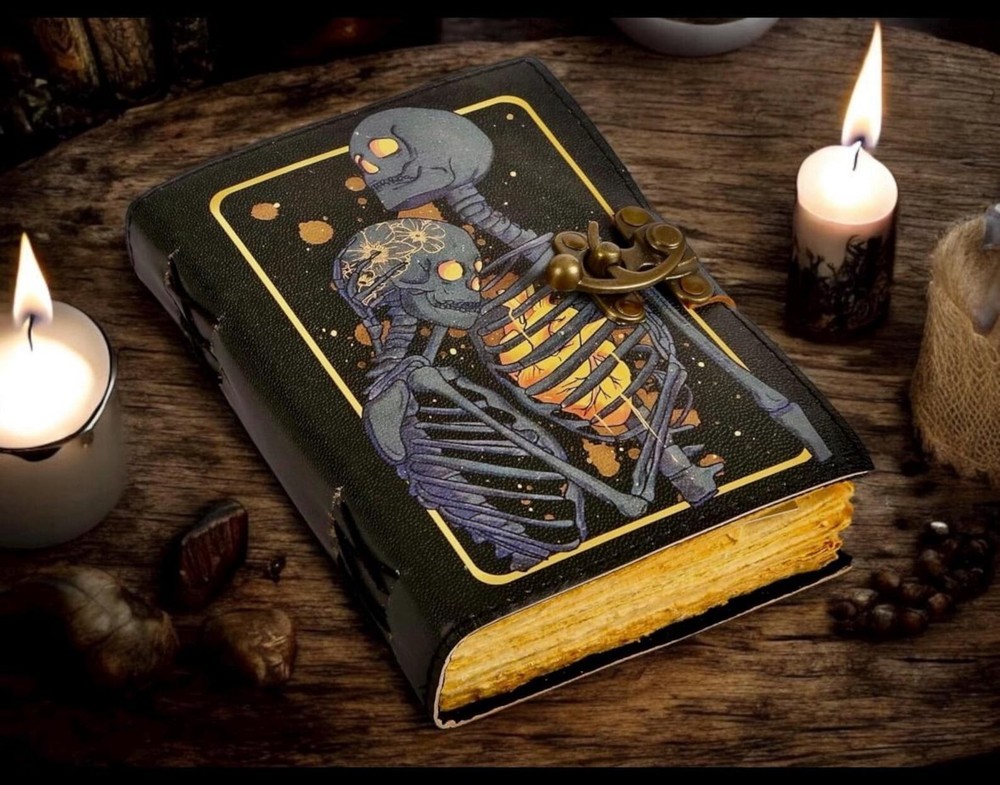 Grimoire Lovers Tarot Spiral Notebook Gothic Skull Design Journal