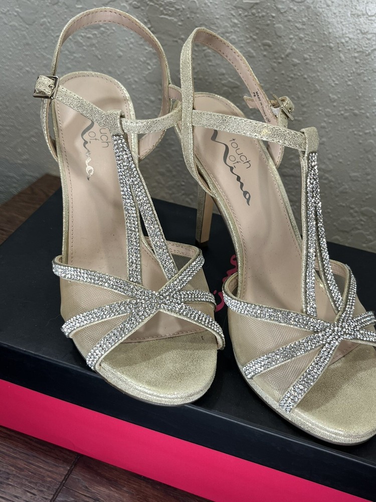 Sparkly Silver Rhinestone Formal 'Touch of Nina' Heels Women's Size 7M Shoes Box