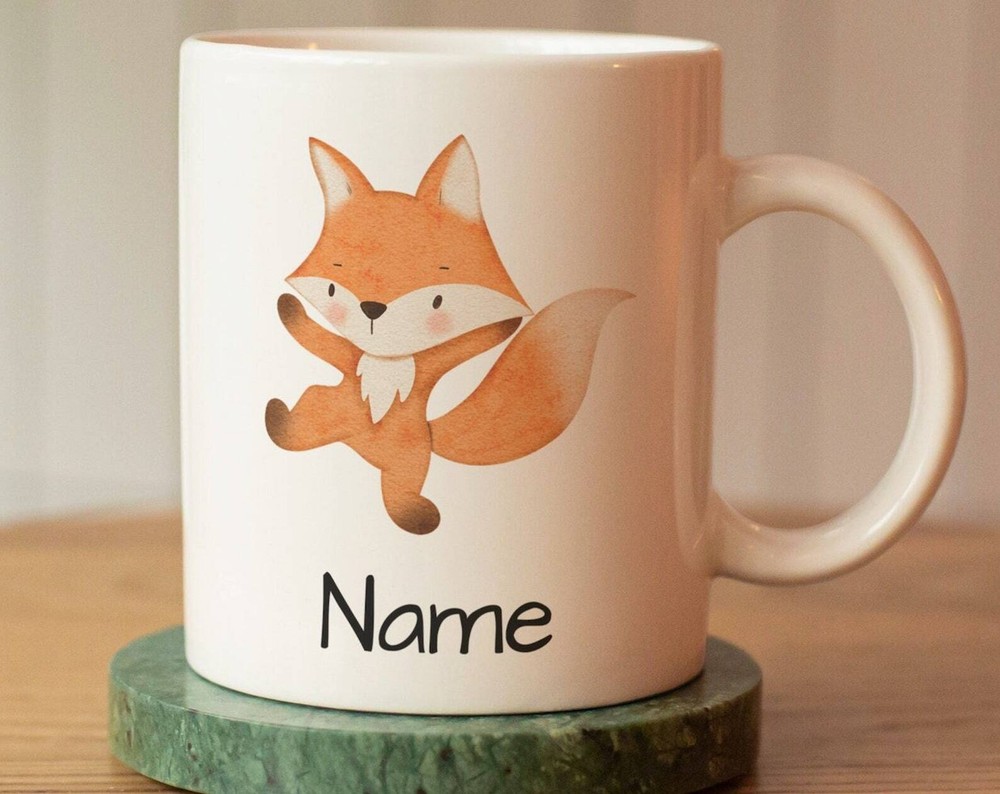 Personalized Fox Mug For Kids With Name Personalized Gift For Kids Ceramic Fox