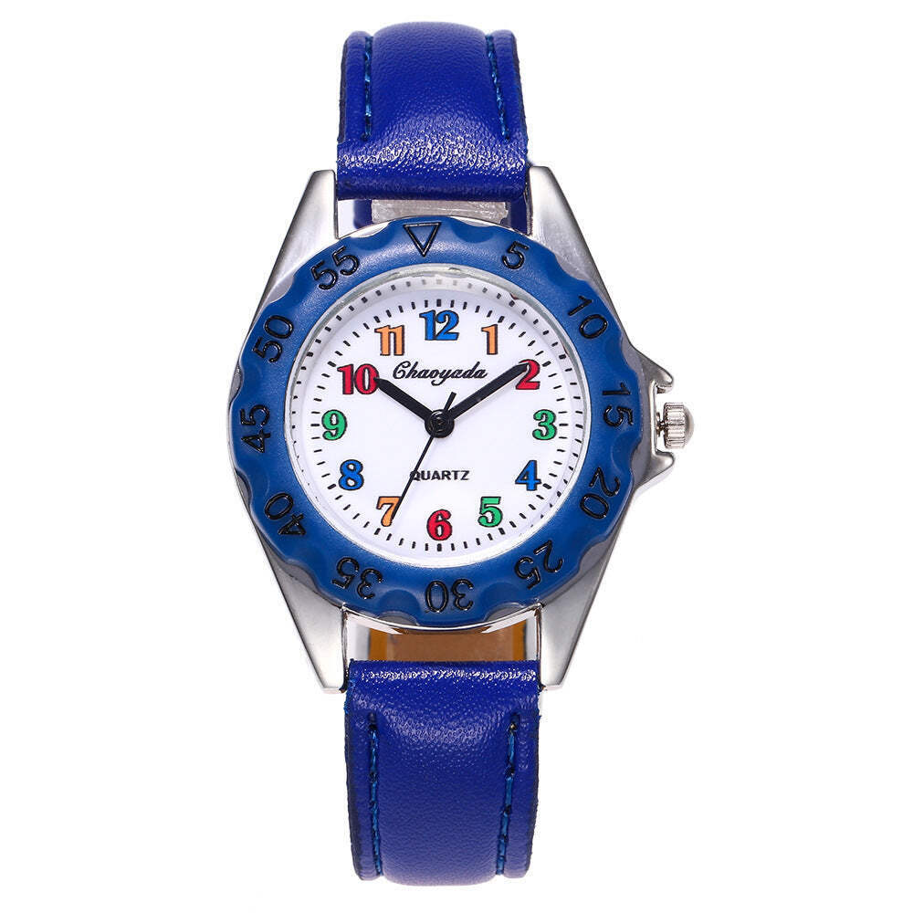 Cartoon-Themed Children's Digital Circle Watch with World Time and Waterproof Fe