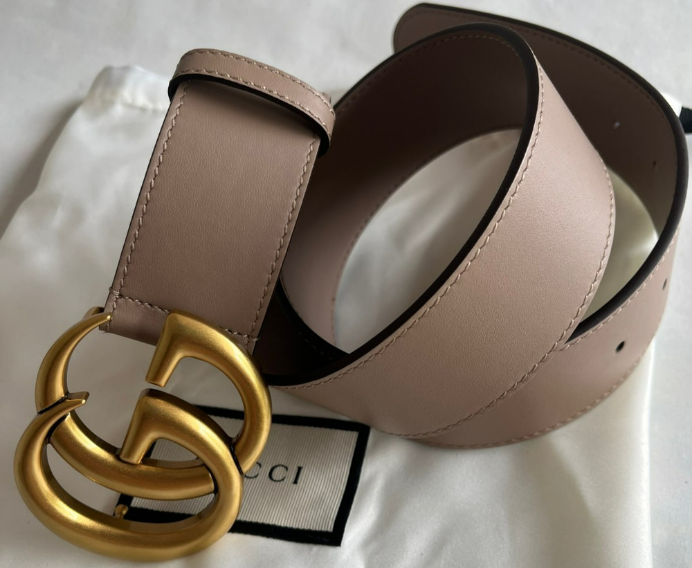 Gucci GG Buckle Women's Dusty Pink Marmont Leather  Belt size 80 cm Fits 26-28 W