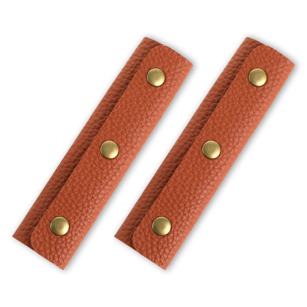 2 Pcs Leather Luggage Handle Wrap Travel Suitcase Identifiers Tag Handle Covers