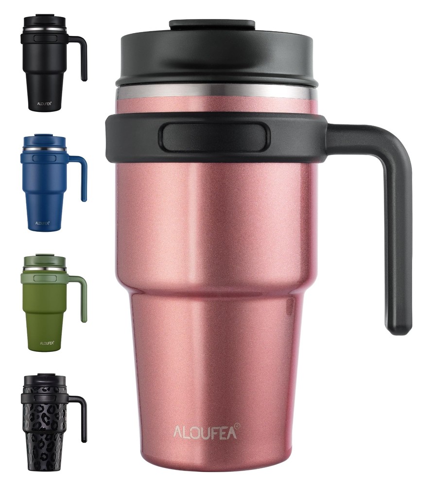 20 oz Insulated Coffee Mug Tumbler with Handle, Stainless Steel Travel Mug Tu...