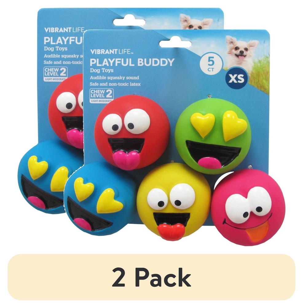 2-Pack 5pk Emoticon Latex Dog Chew Toys