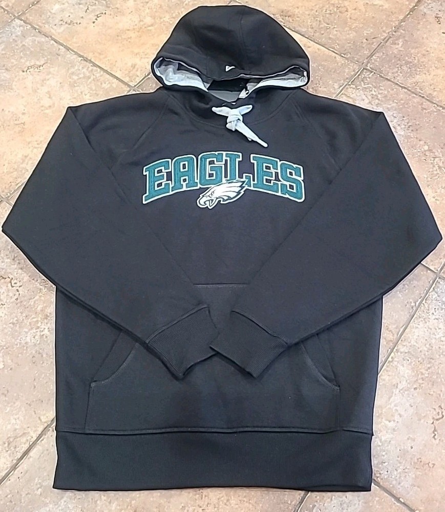 NWT Philadelphia Eagles Antigua Victory Black Pullover Hoodie Med Mens Heavy