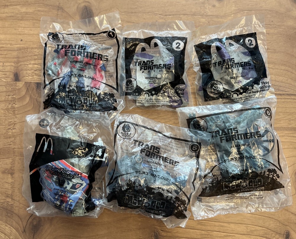 Mcdonalds Toys TRANSFORMERS Optimus Prime Megatron Cyclonus Ironhide Blackout