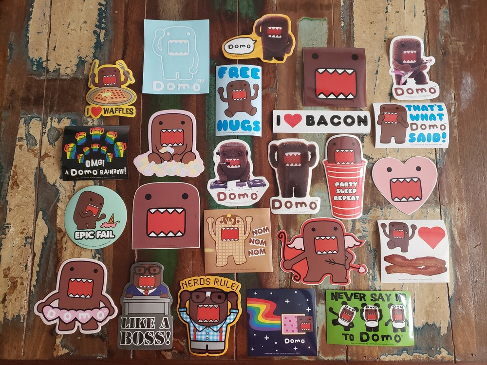 Domo Japanese Anime Sticker Set with 24 Designs 14 Magnets and Free Lanyard
