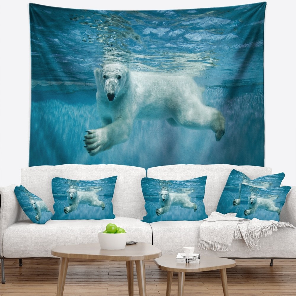 Designart 'Polar Bear Swimming under Water' Animal Wall  Small