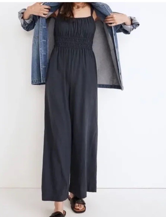 Madewell Linen-Blend Sophie Tank Wide-Leg Jumpsuit size M