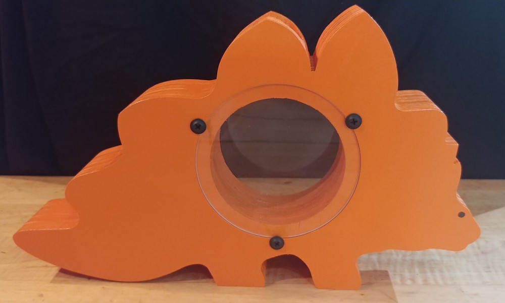 Handmade Wooden Stegosaurus Coin Bank - Unique Dinosaur Gift, Made in the USA