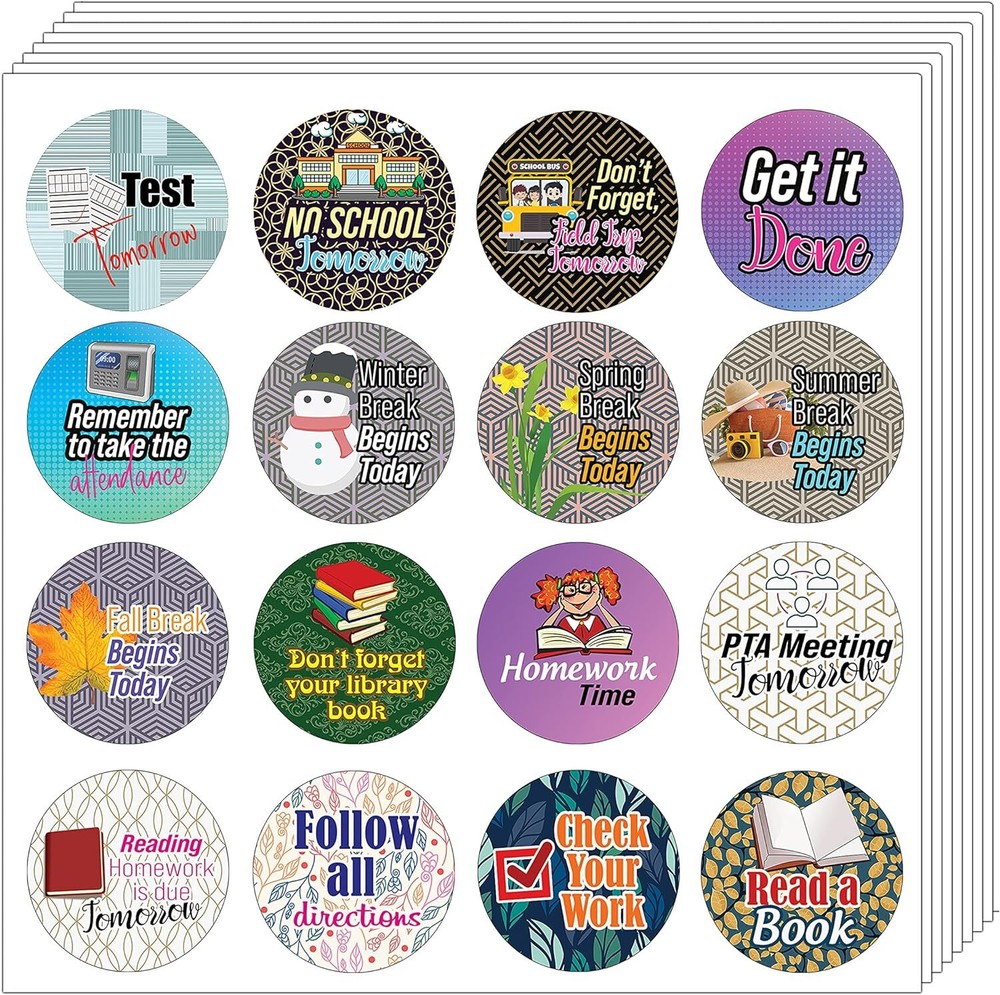 Boost School Organization with 10 Sets of Creative Reminder Stickers in 16 Designs