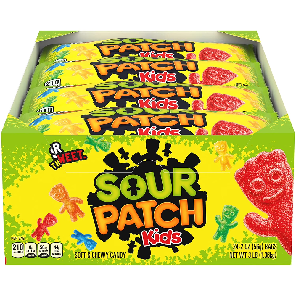 Sour Patch Kids Candy 12/24 Count Box 2 oz Packs Sour Sweet Bulk Candies Gummy