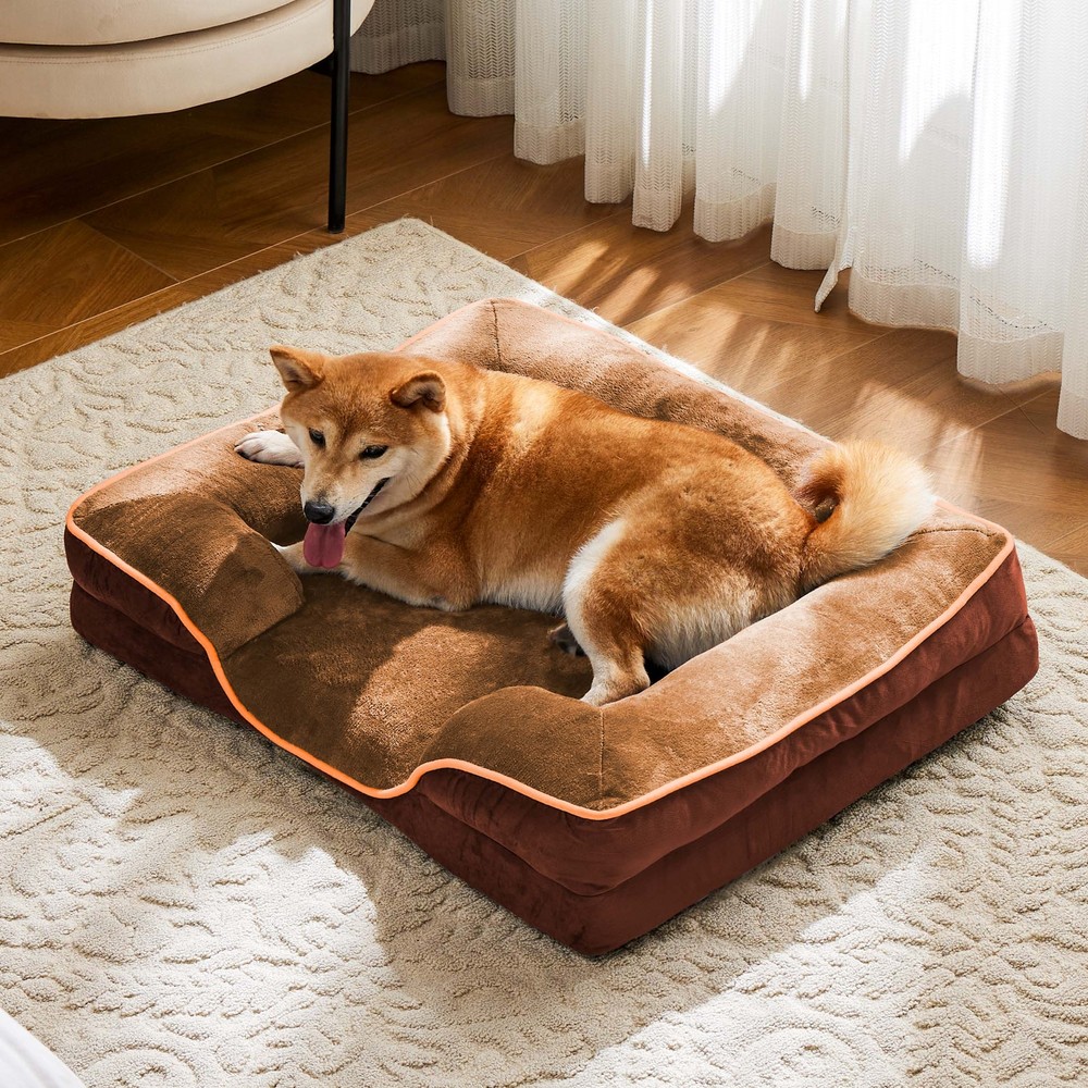 Square Dog Bed with Memory Foam Detachable and Washable Available in Four Sizes