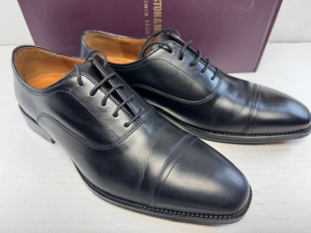 Johnston & Murphy Sullivan Cap Toe Black Italian Calfskin - Size 11M