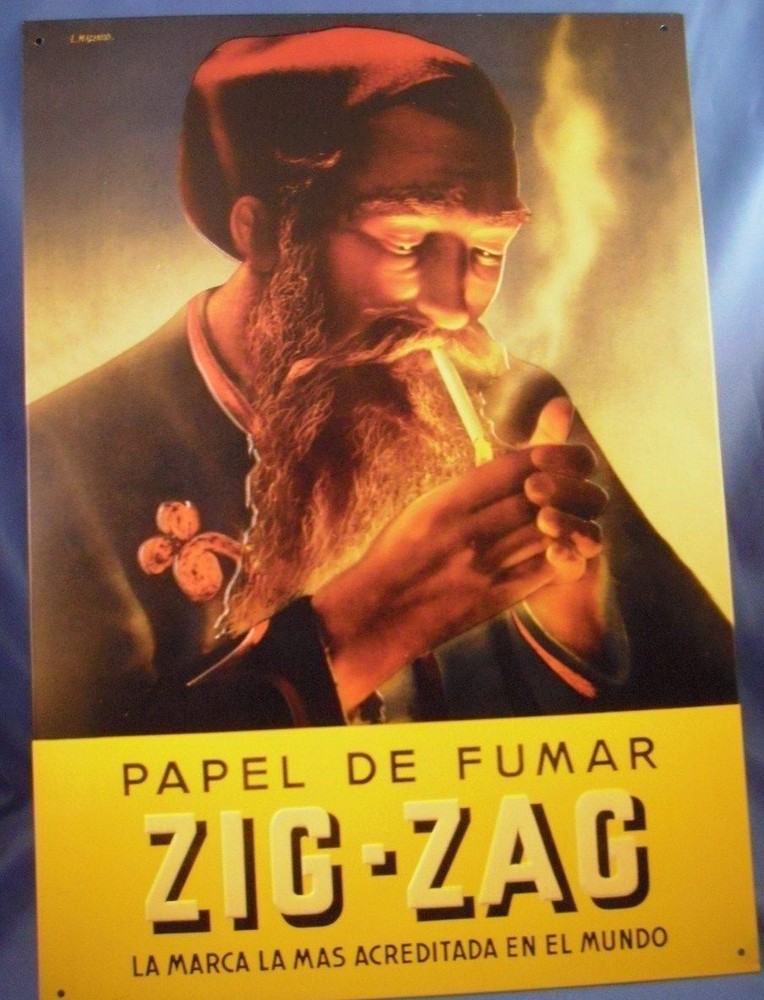 Vintage 60s 70s Zig Zag rolling paper Spanish tobacco Spain retro art sign