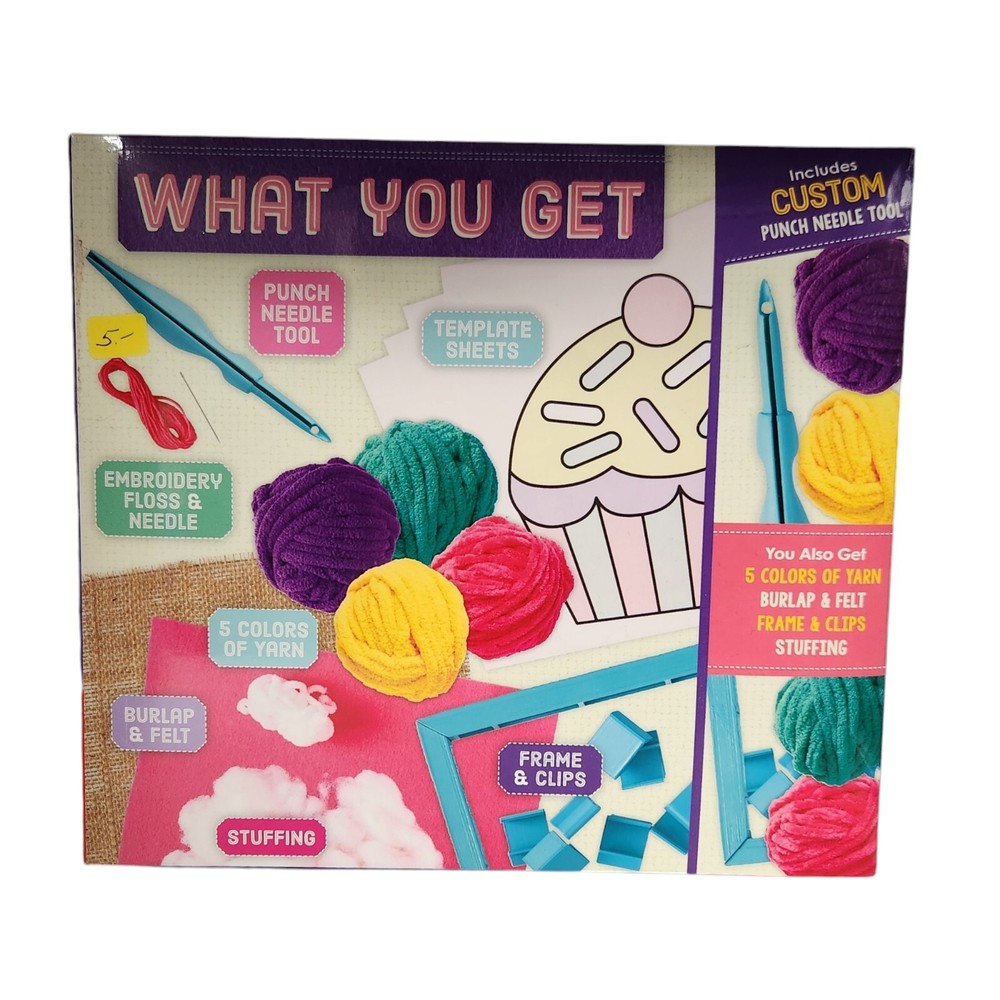 Klutz Punch Yarn Pillow 8 Design Sewing Craft Kit Instruction Booklet New 10+Yrs