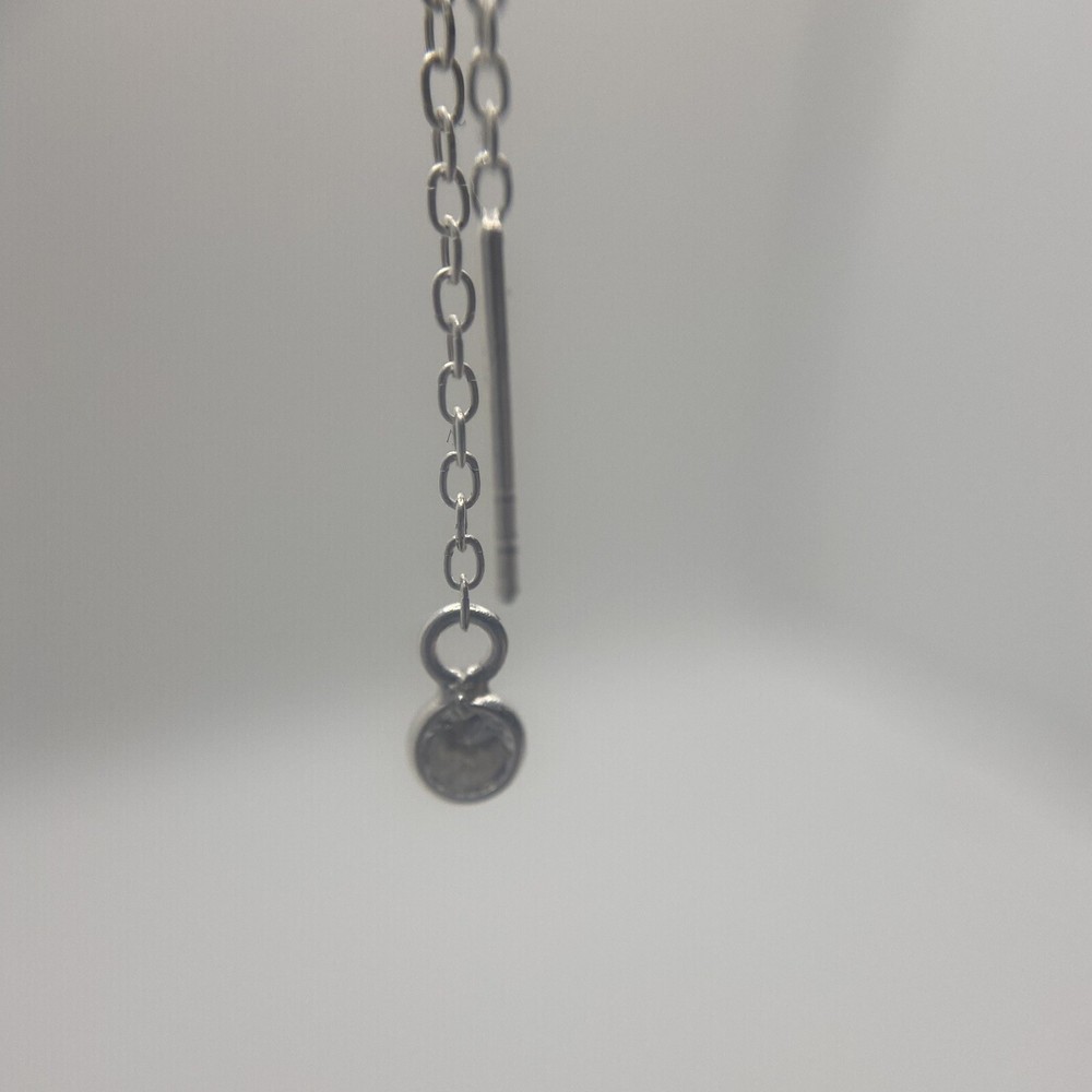 Sterling Silver Ear Threaders with Clear CZ Stones Classy 3-Inch Womens and Teens Fashion Jewelry