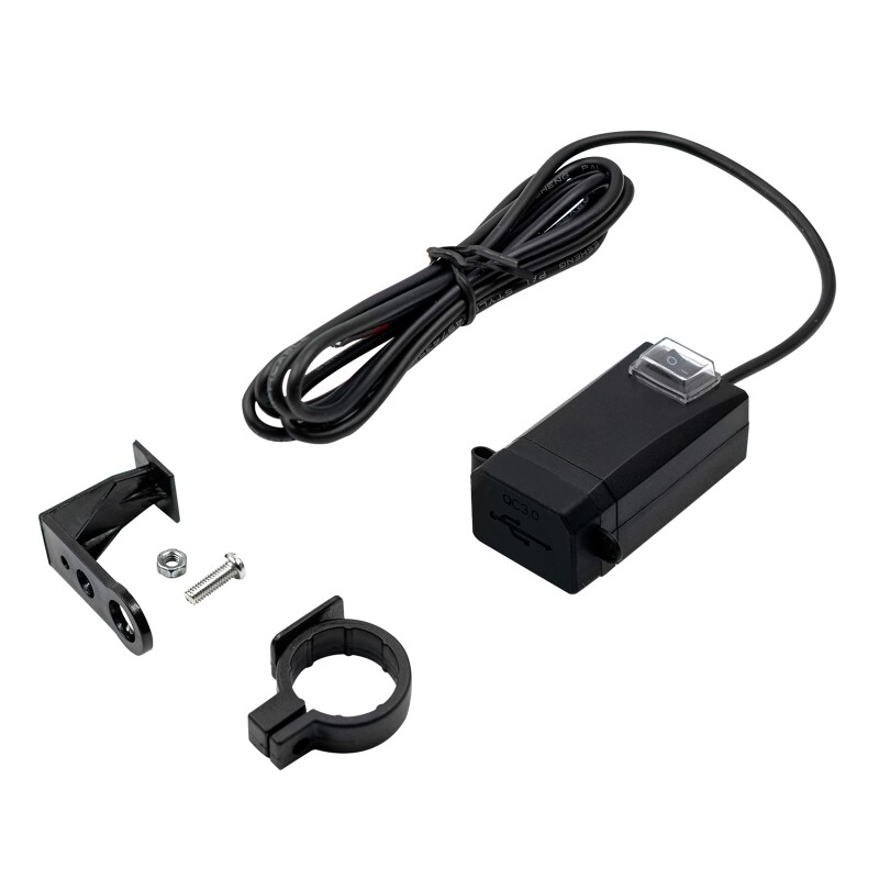 Dual USB QC3.0 Motorcycle Power Adapter in Black