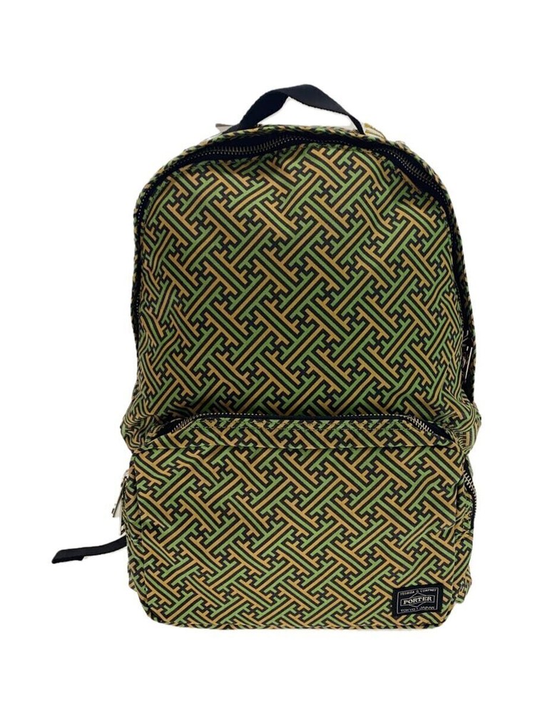 Green All-Over Pattern Porter Backpack 15x39x27cm Travel Carry-On  