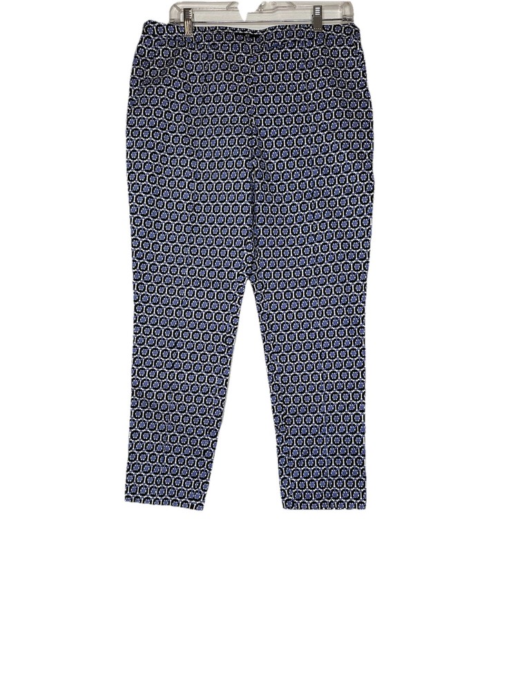 H&M Blue Black White Geometric Stretch Tapered Ankle Pants Size 12