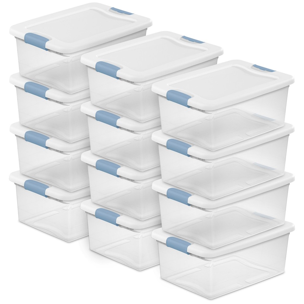 Sterilite 1494 15 Quart Stackable Storage Tote Container - 12 Pack