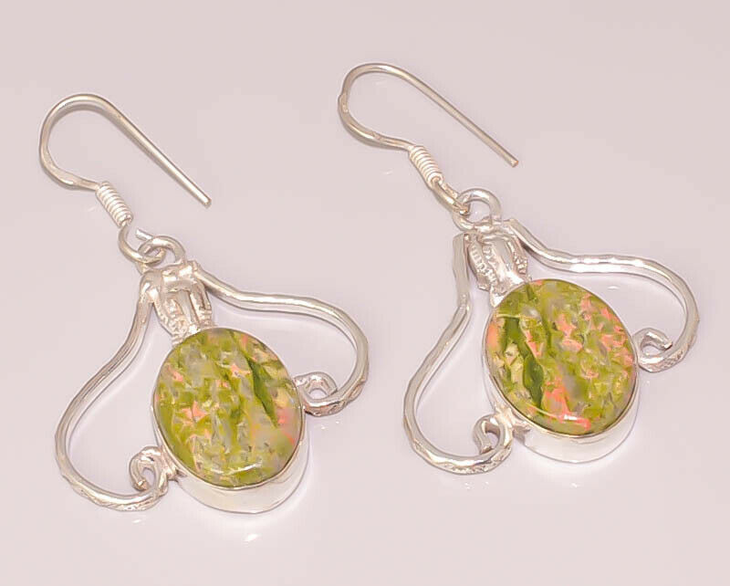 Unakite Handmade Jewelry 925 STERLING SILVER PLATED EARRING
