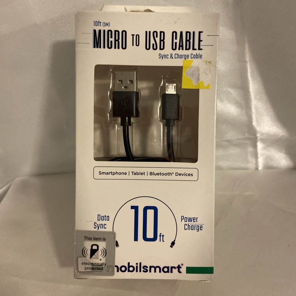 10ft Micro USB Cable for Sync and Charging by Mobilesmart