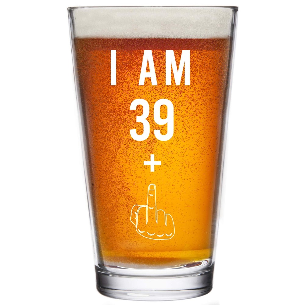 39 + Middle Finger 40th Gifts for Men Beer Glass – Funny 40 Year Old Presents...