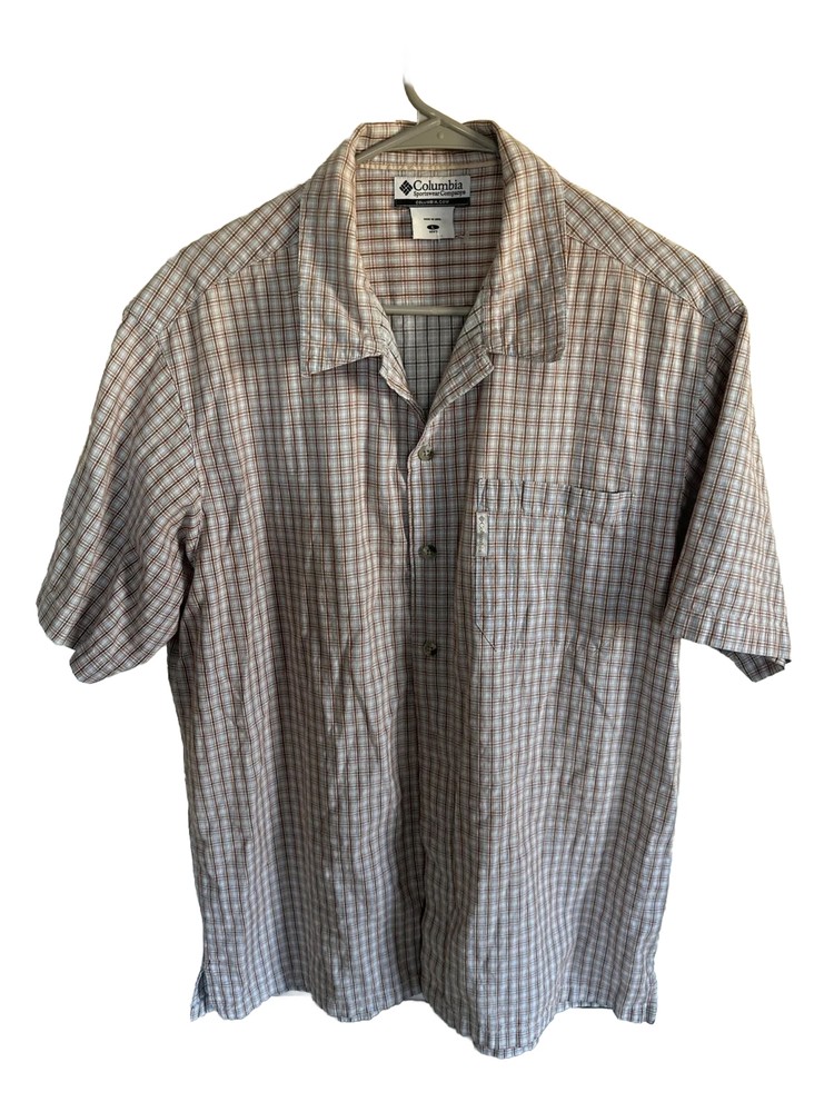 Columbia PFG Shirt Large  Blue Red White Mens Button Up 100% Cotton
