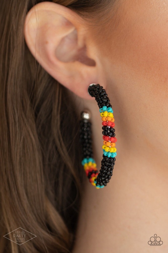 New Paparazzi Jewelry- Bodaciously Beaded Earrings-Black