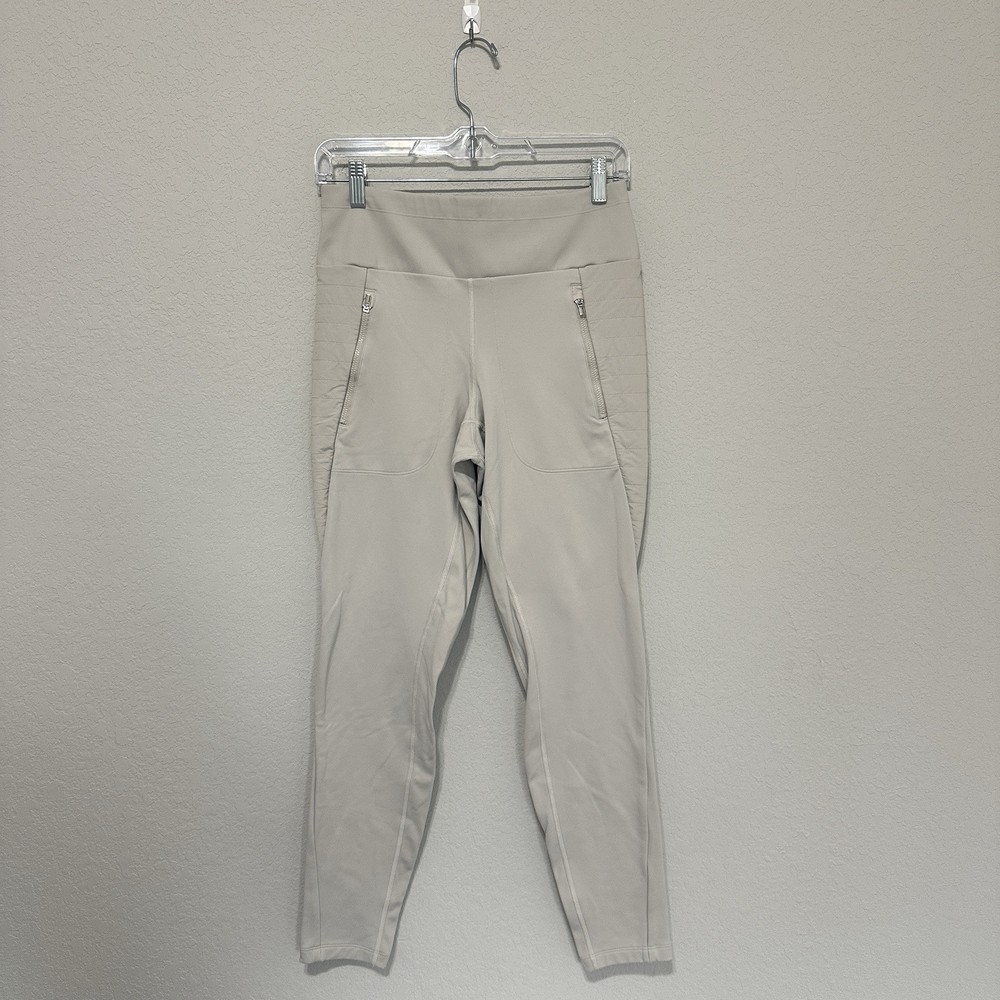 Athleta Peak Hybrid Fleece Tight Size Small White Gray Warm Travel Outdoor Activewear