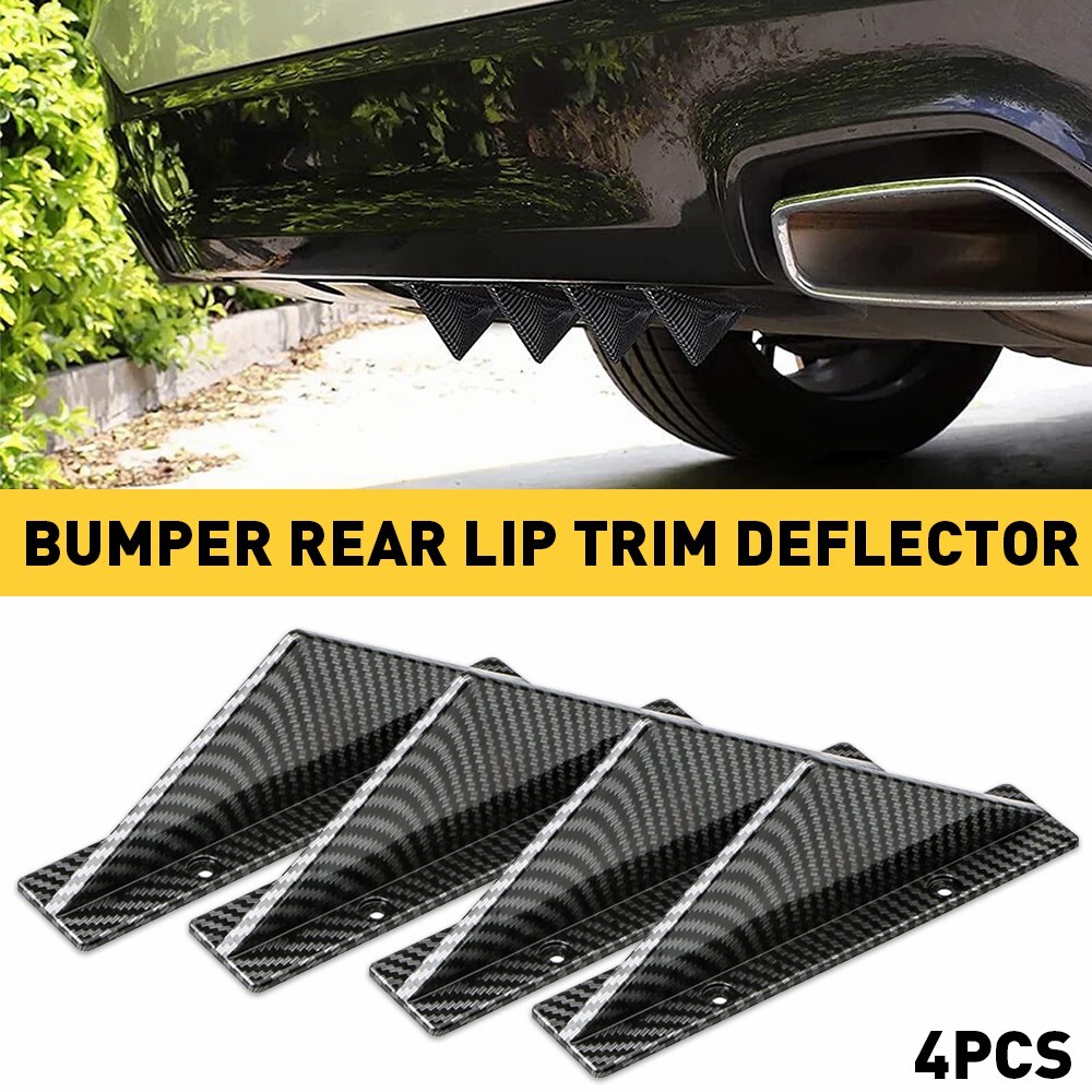 4pcs Car Fiber Carbon Auto Rear Lower Diffuser Bumper Splitter Fins Lip Wing D