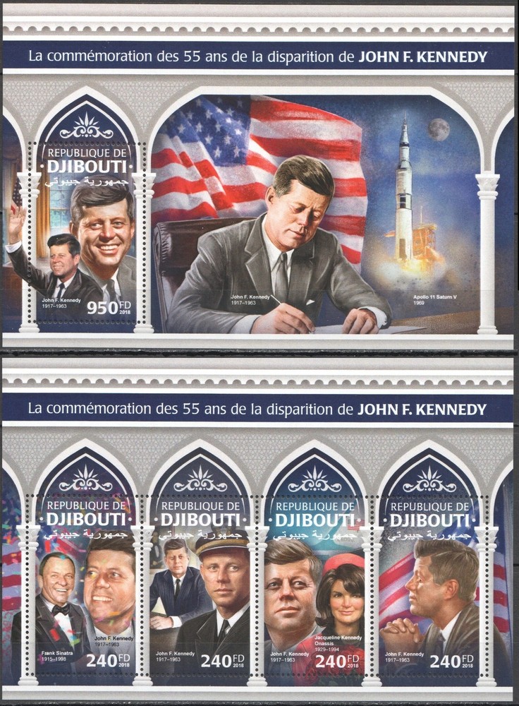HM0356 2018 DJIBOUTI JOHN KENNEDY FRANK SINATRA APOLLO 11 #2334-7+BL1170 MNH