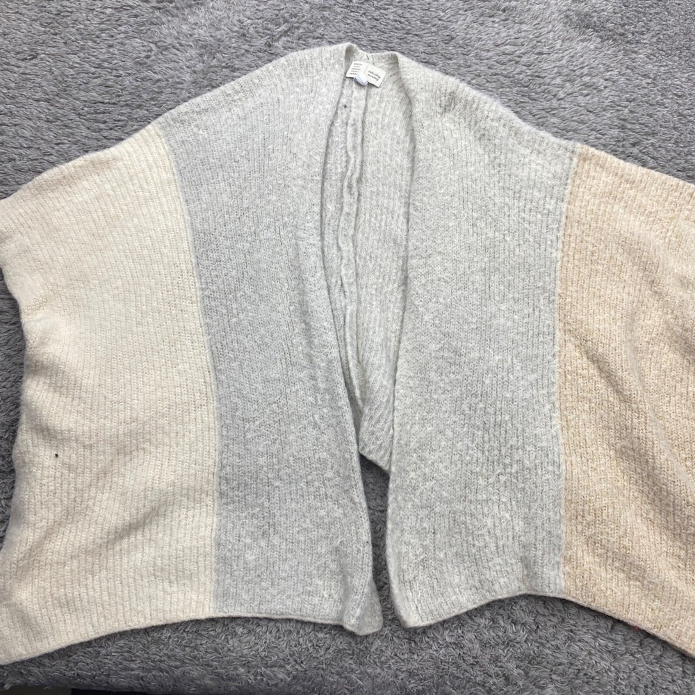 Anthropologie Saturday Sunday Sweater Women OS Fuzzy Colorblock Wrap Camp Poncho