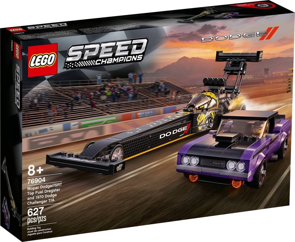 Lego Mopar Dodge SRT Top Fuel Dragster and 1970 Dodge Challenger T/A 76904 New