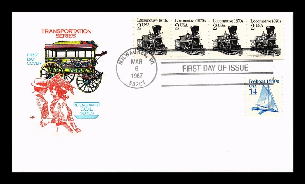 DR Jim Stamps US Locomotive Transportation Series FDC Combo HF Cachet