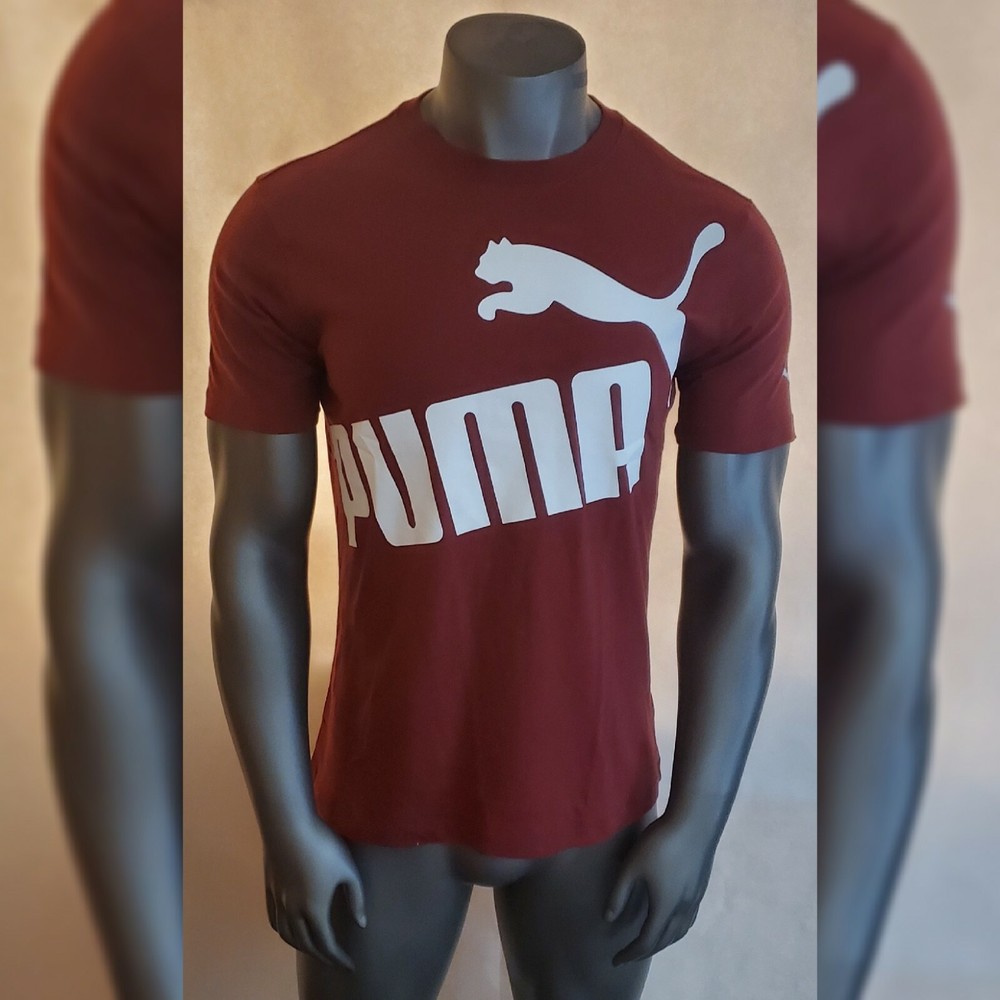 PUMA AUTHENTIC TSHIRT MEN CREW NECK SHORT SLEEVE SIZE S RHUBARB BIG LOGO DESIGN