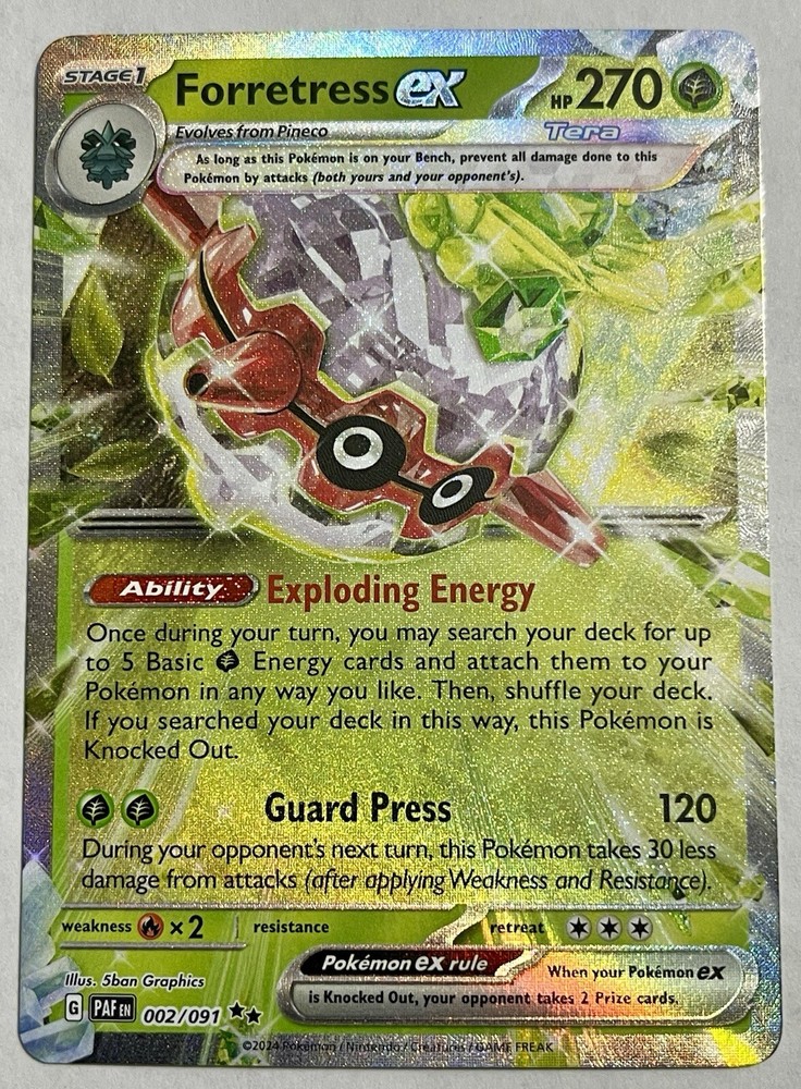 Holo Forretress EX 002/091 Double Rare Paldean Fates Pokemon TCG Card