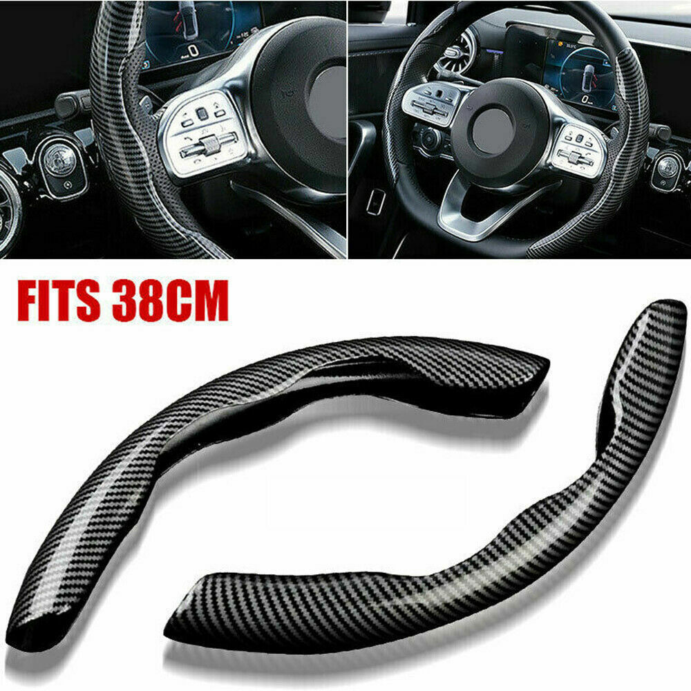 2Pcs Non-Slip Vehicle Steering Wheel Booster Cover Carbon Fiber Car Accessories