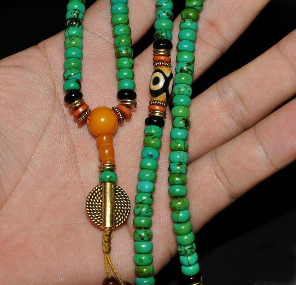 Dzi Eye Tibet Tibetan Turquoise Buddhist Buddha Prayer Bead Mala Bracelet