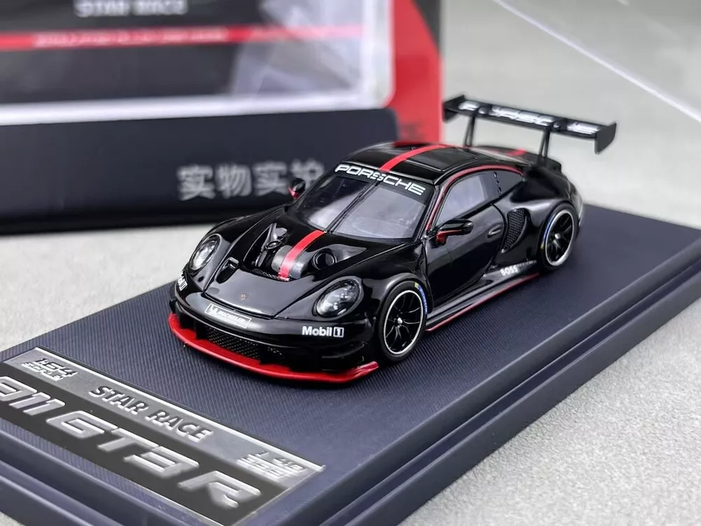 SR 1:64 Black 911 GT3 R Racing Sports Model Diecast Metal Car