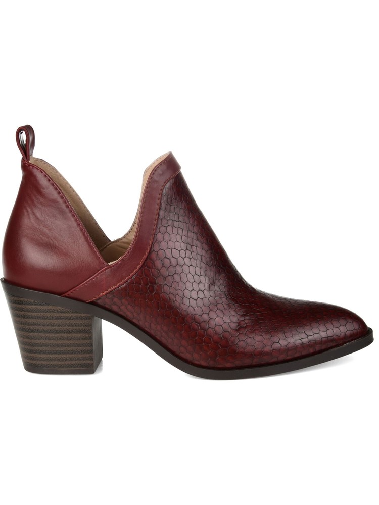 JOURNEE COLLECTION Womens Burgundy Snake Slits Terri Slip On Booties 5.5 M