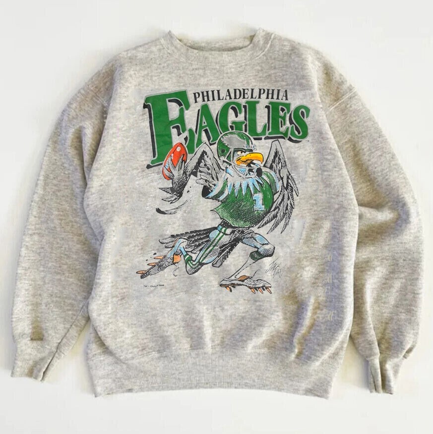 Vintage 90s Philadelphia Eagles NFL Football Caricature Remake Sweatshirt HN0060