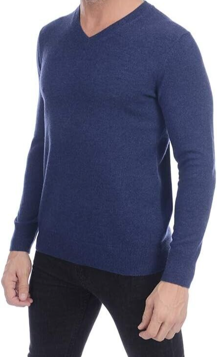 Men's 100% Pure Cashmere V-Neck Long Sleeve Pullover Sweater