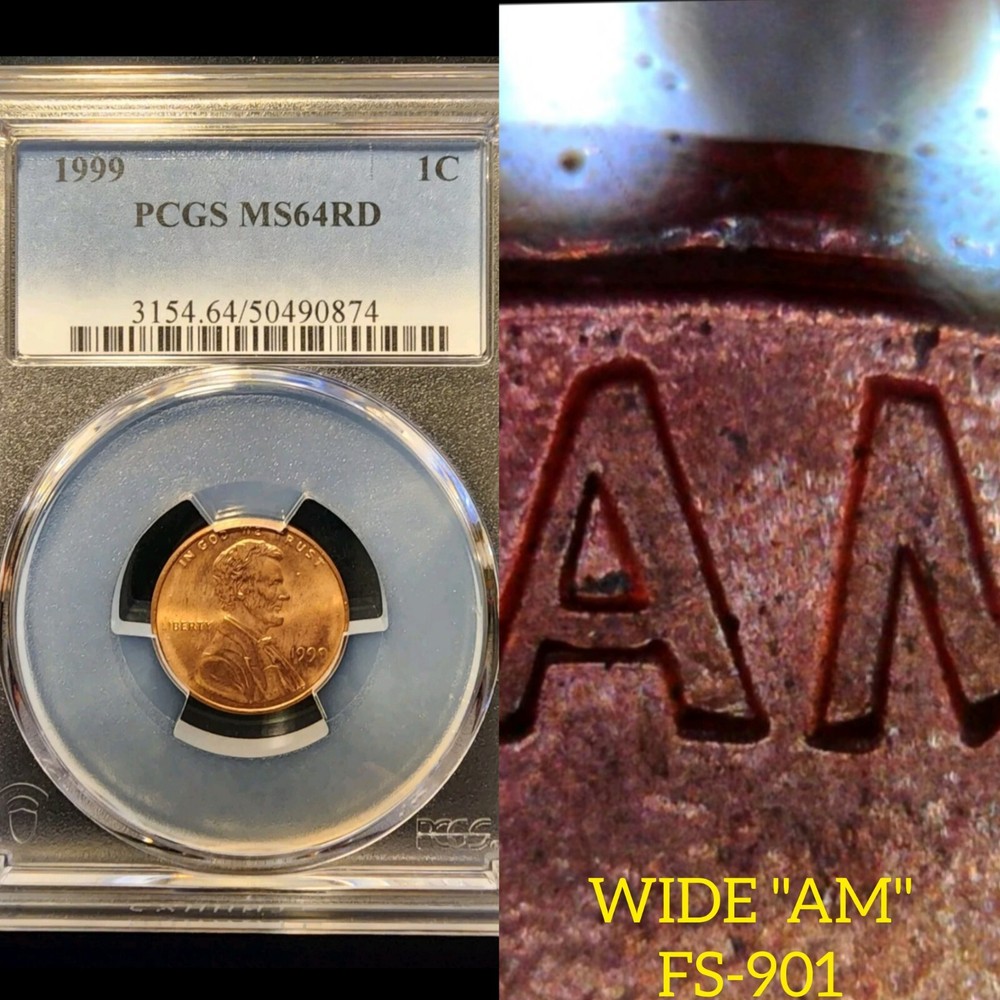 1999 Lincoln Memorial Cent FS-901 AM Wide Error PCGS MS64RD