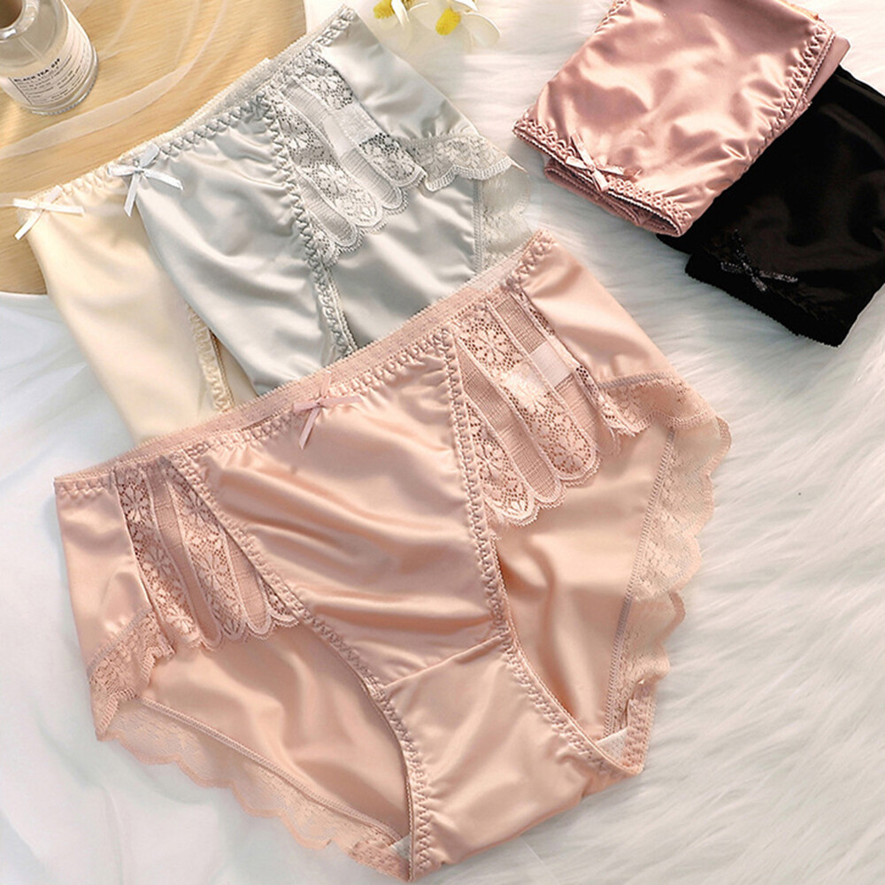 Women Panties Underwear G-string Briefs Thongs Ice Silk Lightweight Traceles