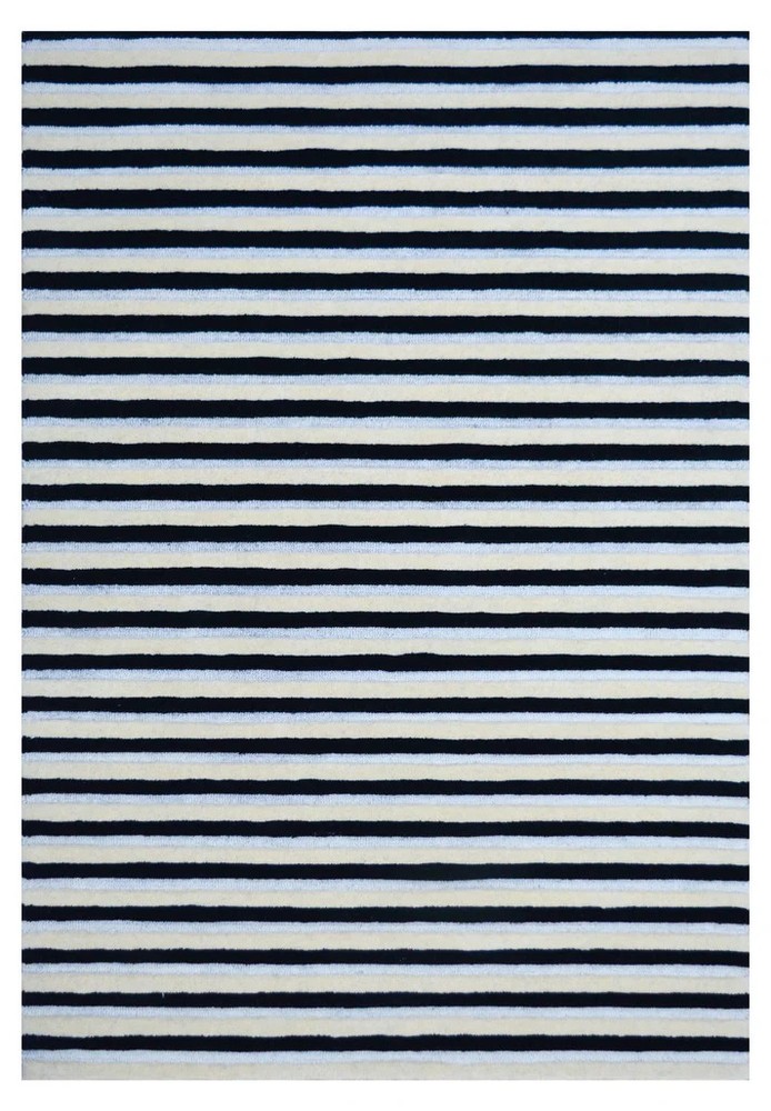 NZ Wool Hand Tufted Rug in a sophisticated white, beige, and black